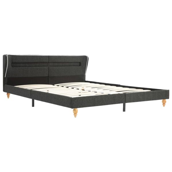 vidaXL Bed met LED en traagschuim matras jute donkergrijs 180x200 cm