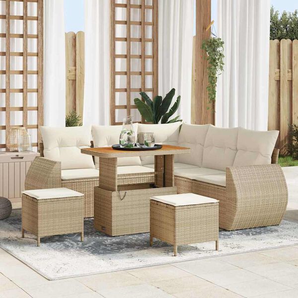 vidaXL Tuin Sofa Set met kussen 8 pcs Beige en Cr&egrave;me poly rattan