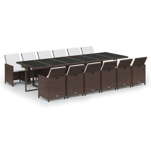 vidaXL 13-delige Tuinset met kussens poly rattan bruin