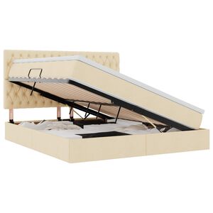 vidaXL Opbergbed met LED met matras Cr&egrave;me 180 x 200 cm Polyester