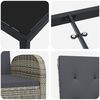 vidaXL Tuin eettafelset met kussen 7 pcs Grijs poly rattan