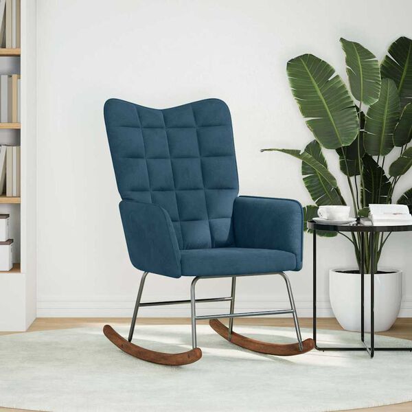 vidaXL Schommelstoel fluweel blauw