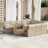 vidaXL 11-delige Tuinset met kussens poly rattan beige