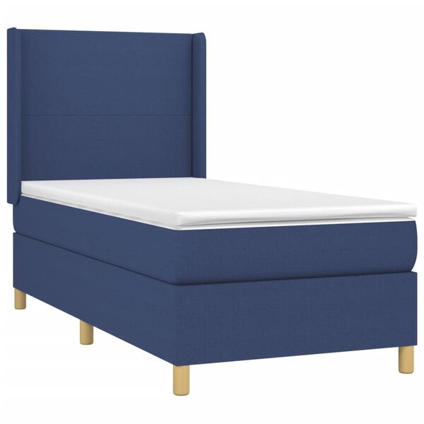 vidaXL Boxspring met matras en LED stof blauw 80x200 cm
