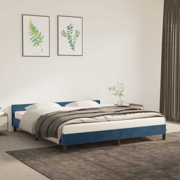 vidaXL Bedframe zonder matras 160x200 cm fluweel donkerblauw