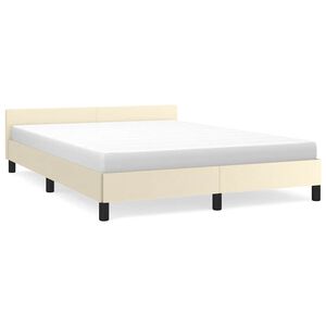 vidaXL Bedframe met hoofdeinde zonder matras 140x190 cm cr&egrave;mekleurig