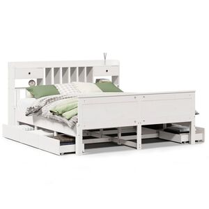 vidaXL Bed met boekenkast zonder matras grenenhout wit 180x200 cm