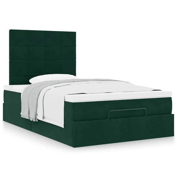 vidaXL Ottoman bed met matrassen 120x190cm fluweel donkergroen