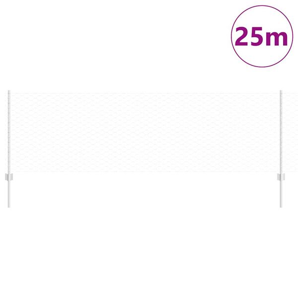 vidaXL Hek met Paal Zilver 0,8 x 25 m Staal