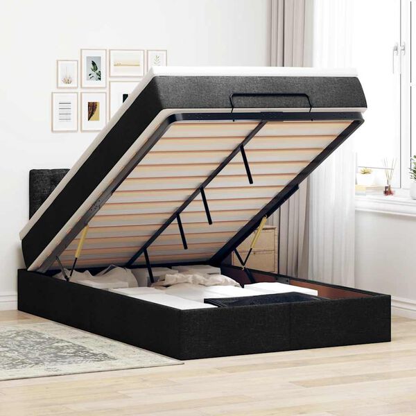 vidaXL Ottoman bed met matras en LED's 120x200 cm stof zwart