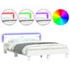 vidaXL Bedframe met hoofdeinde en LED wit 150x200 cm