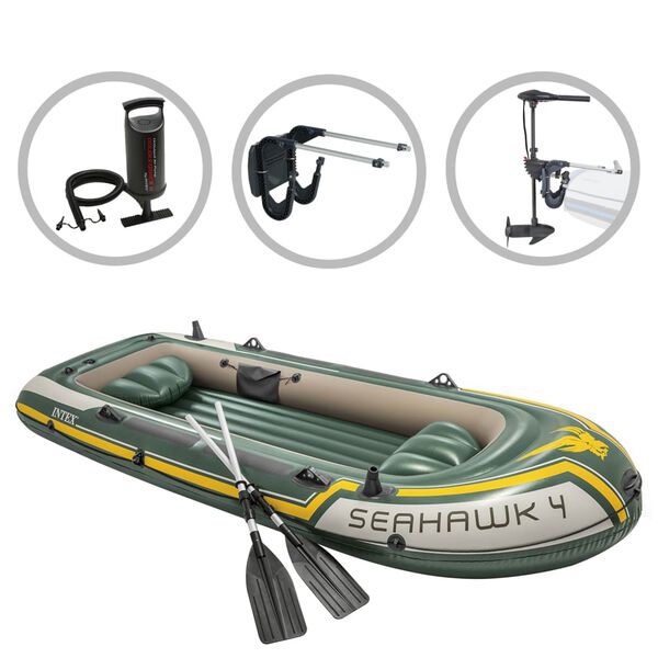 Intex Opblaasbootset Seahawk 4 met trolling motor en beugel