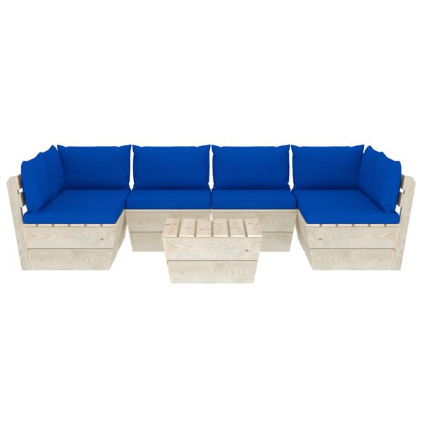vidaXL 7-delige Loungeset met kussens pallet vurenhout