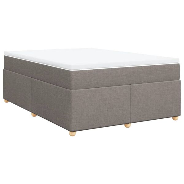 vidaXL Boxspring met matras stof taupe 140x200 cm