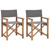 vidaXL Regisseursstoelen 2 st massief teakhout grijs