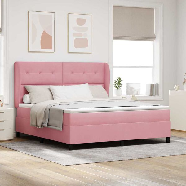 vidaXL Boxspringbed met matras Roze 200 x 180 cm Fluweel