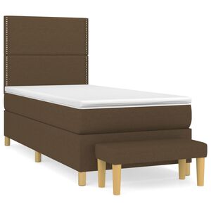 vidaXL Boxspring met matras stof donkerbruin 90x190 cm