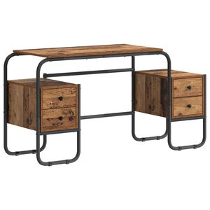 vidaXL Bureau met opbergruimte Oud hout 145 x 50 x 75 cm