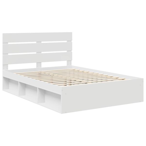 vidaXL Bedframe met hoofdeinde Wit 150 x 200 cm Massief grenenhout