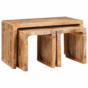 vidaXL Nesttafel 3 pcs Bruin Massief Mango Hout