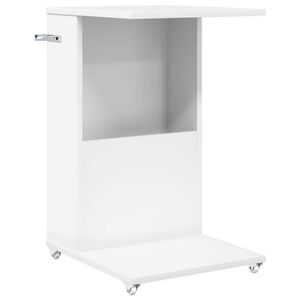 vidaXL Bijzettafel met wiel Wit 40 x 35 x 60 cm Bewerkt hout
