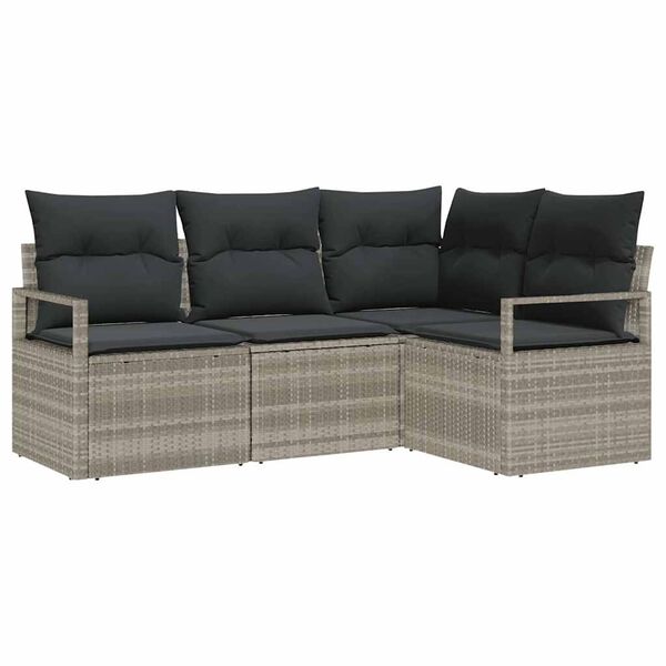 vidaXL Tuin Sofa Set met kussen met opslag 4 pcs Lichtgrijs
