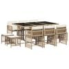 vidaXL 11-delige Tuinset met kussens poly rattan beige