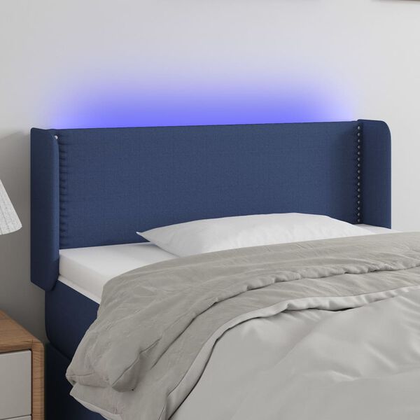 vidaXL Hoofdbord LED 93x16x78/88 cm stof blauw