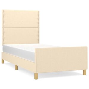 vidaXL Bedframe zonder matras 90x190 cm stof cr&egrave;mekleurig