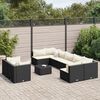 vidaXL 9-delige Loungeset met kussens poly rattan zwart