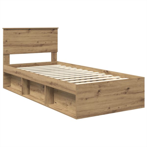 vidaXL Bedframe Ambachtelijk eiken 90 x 200 cm Bewerkt hout