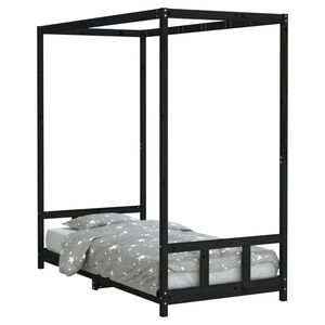 vidaXL Kinderbedframe 90x190 cm massief grenenhout zwart