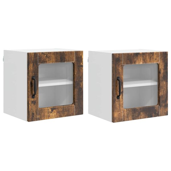 vidaXL Keukenkast 2 pcs Gerookt eiken 40 x 31 x 40 cm Bewerkt hout
