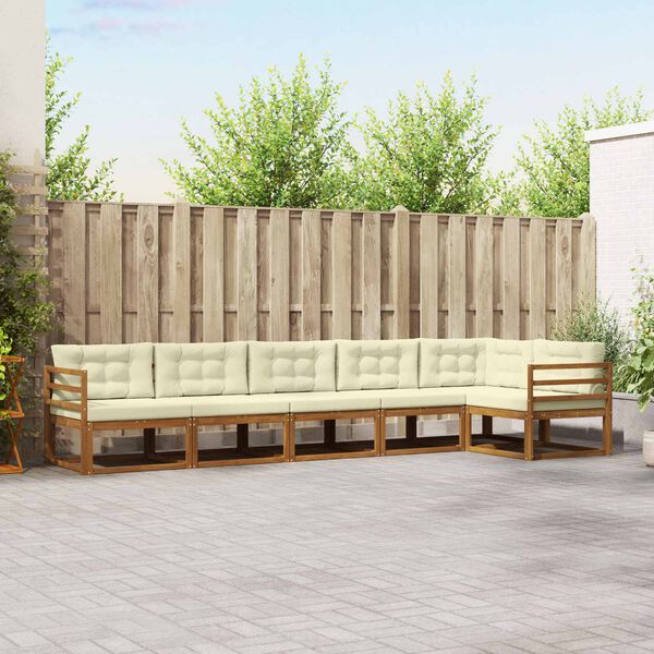 vidaXL Buiten bankenset met kussen 6 pcs Natuurlijk en Cr&egrave;me