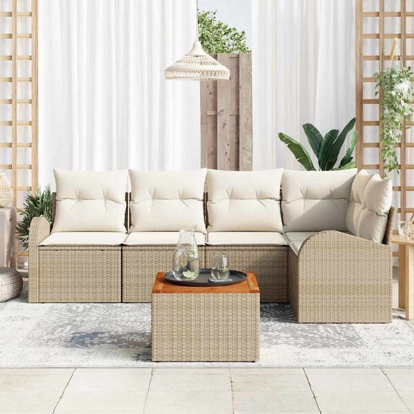vidaXL Tuin Sofa Set 6 pcs Beige en wit