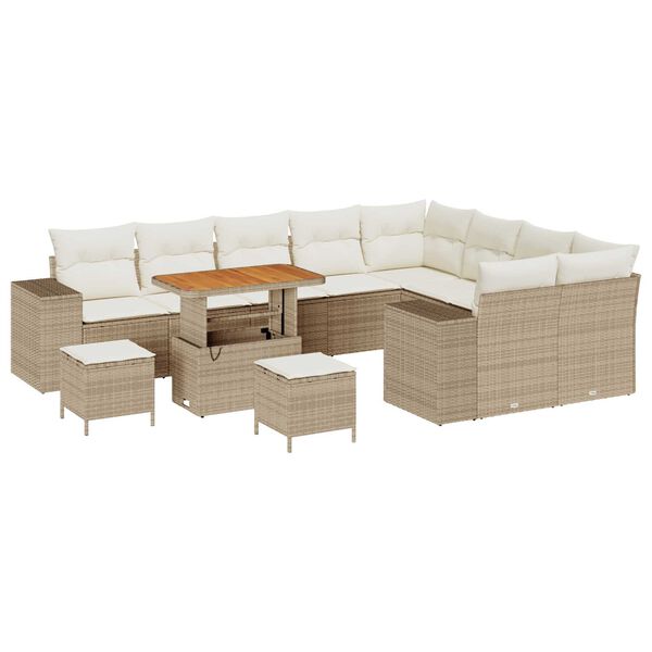 vidaXL Tuin Sofa Set met kussen met opslag 12 pcs Beige en Cr&egrave;me