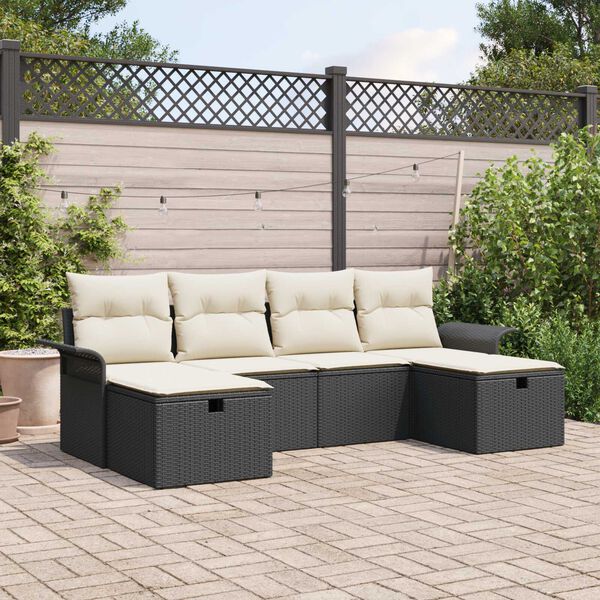 vidaXL Tuin Sofa Set met kussen met opslag 6 pcs Poly riet