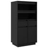 vidaXL Hoge kast 60x40x116,5 cm massief grenenhout zwart