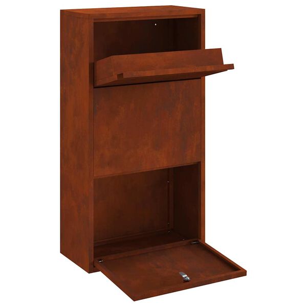 vidaXL Pakket inwerp box met slot Roestig 44 x 22 x 82 cm Cortenstaal
