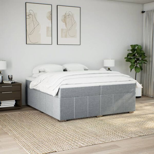vidaXL Boxspring met matras stof donkergrijs 200x200 cm