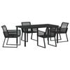 vidaXL Tuin eettafelset 5 pcs Zwart Gepoedercoat staal