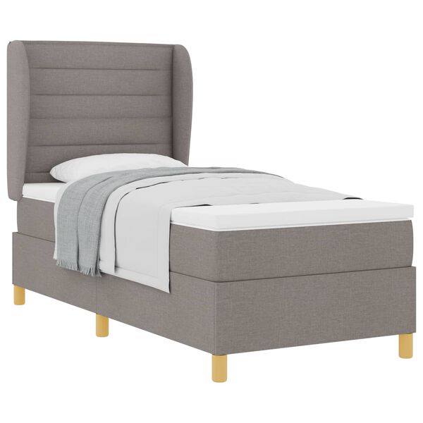 vidaXL Boxspringbed met Matras Donkergrijs 90x190 cm Taupe 90 x 190 cm