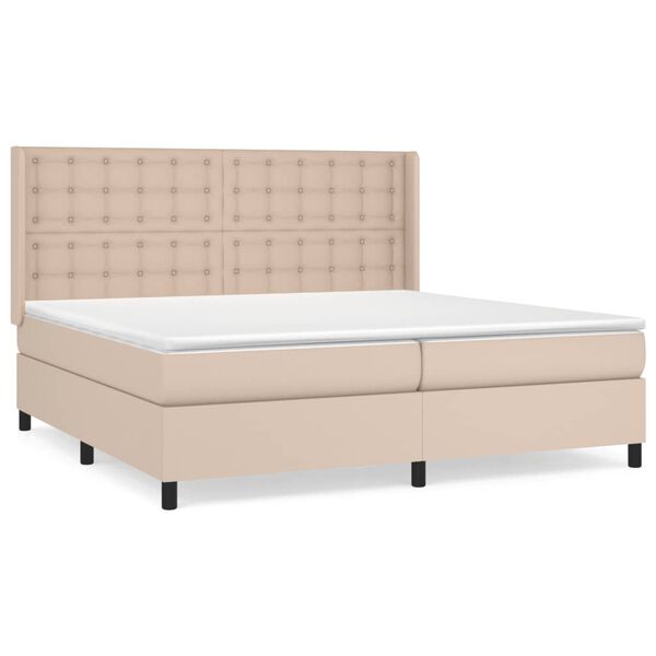 vidaXL Boxspring met matras kunstleer cappuccinokleurig 200x200 cm