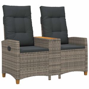 vidaXL Ligbank met tafel 2 -Seater 126 x 65 x 112 cm poly rattan