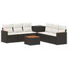 vidaXL Bankstel 8 st Zwart en Cream Wit Poly Rattan en Staal
