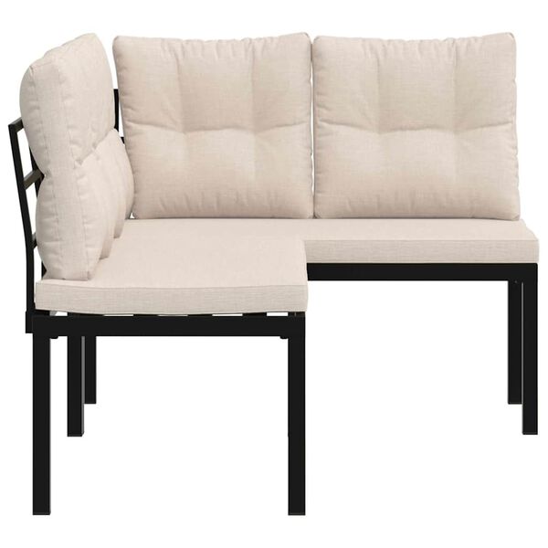 vidaXL Tuinbanken met kussens 2 st gepoedercoat staal zwart