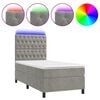 vidaXL Boxspring met matras en LED fluweel lichtgrijs 90x200 cm