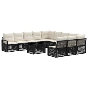 vidaXL Tuinbankenset 12 st Zwart en Cream Wit poly rattan