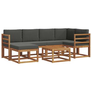 vidaXL Buiten bankenset met kussen 7 pcs Natuurlijk en Antraciet