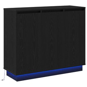 vidaXL LED Sideboard Zwart Eiken 90 x 32 x 75 cm Bewerkt hout